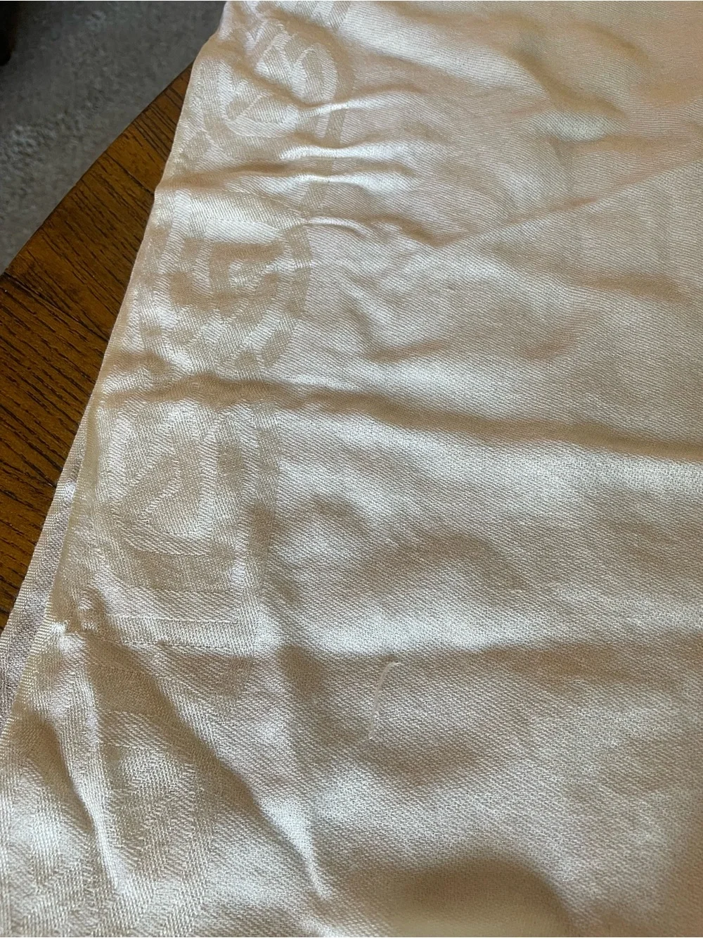 Patrick Francis Silk and Wool Luxurious Cream Celtic Knot Fringe Shawl 70”x25”